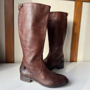 Arturo Chiang Dark Brown Leather Knee-High Boots Size 8